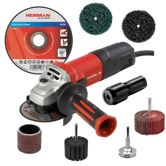 Sarokcsiszoló AKCIÓ HERMAN WX-10001 | 100 mm sarokcsiszoló + 63 db szerszám