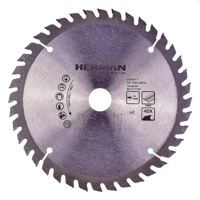 Fűrészlap körfűrészbe HERMAN CW-40 Cool 160x1,6/1,0x20mm|40 fogú