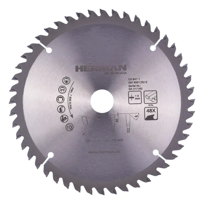 Fűrészlap körfűrészbe HERMAN CX-30 AlCuCut 160x1,6/1,0x20mm|48 fogú