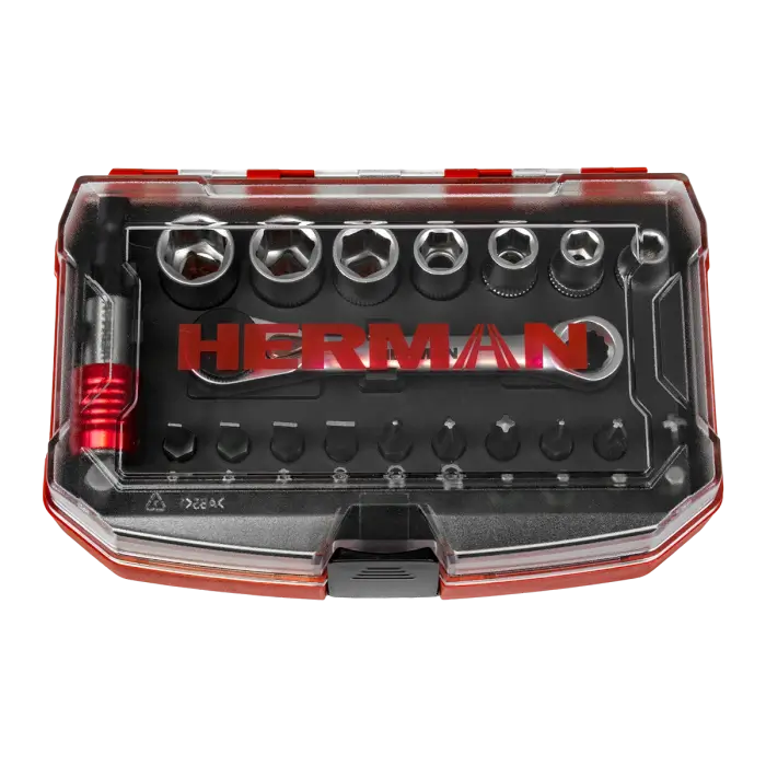 Classic csavarbit készlet HERMAN QSB-20 30 darabos, mini racsnis karral