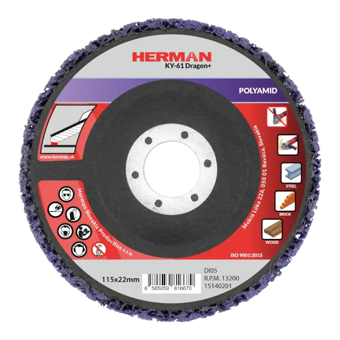 Tisztító csiszolótárcsa HERMAN KY-61 Dragon POLYAMID|115mm|coarse