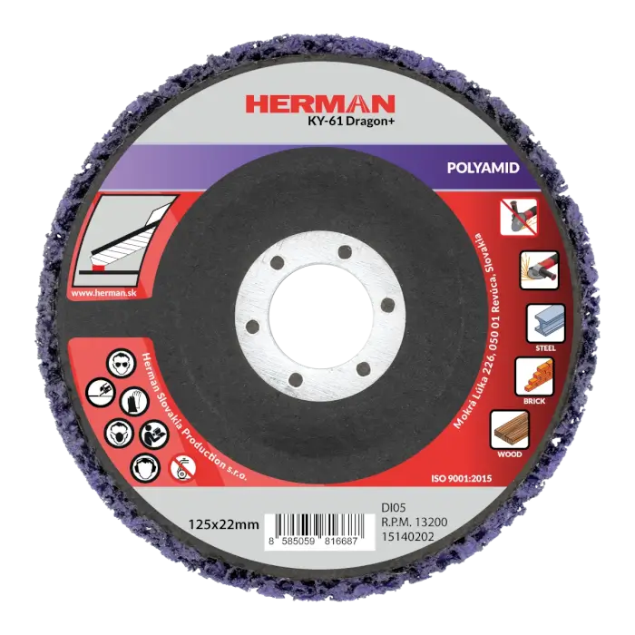 Tisztító csiszolótárcsa HERMAN KY-61 Dragon POLYAMID|125mm|coarse