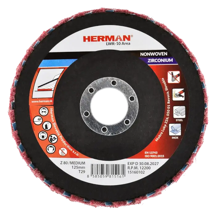 Kombinált lamellás tárcsa HERMAN LWR-10 Area ZirTex 125mm | medium | P80
