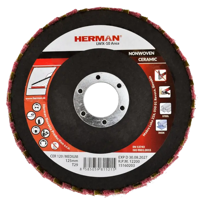Kombinált lamellás tárcsa HERMAN LWX-10 Area CerTex 125mm | medium | P120