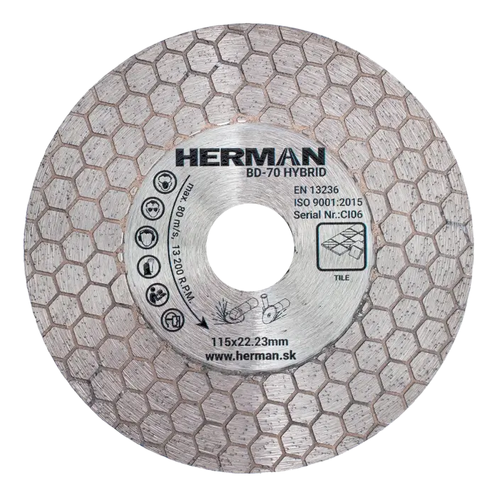 Gyémánt tárcsa HERMAN BD-70 HYBRID 115x1,6x25x22,23mm
