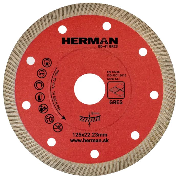 Gyémánt tárcsa HERMAN BD-41 Gres 125x22,23mm|H=8mm