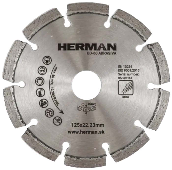 Gyémánt tárcsa HERMAN BD-60 Abrasiva 125x22,2mm|H=10mm