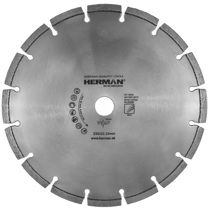 Gyémánt tárcsa HERMAN BD-60 Abrasiva 230x22,2mm|H=10mm