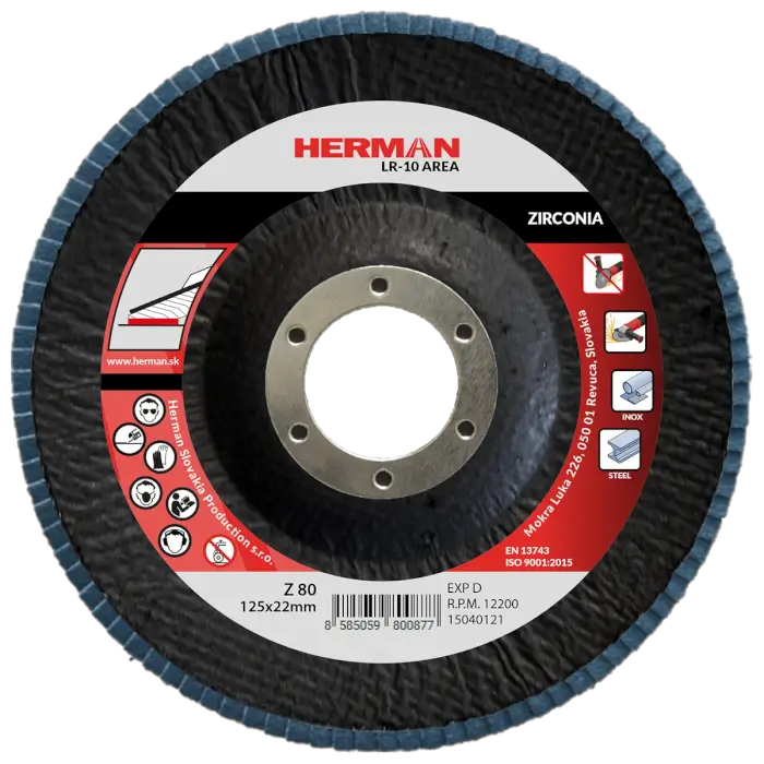 Lamellás csiszolótárcsa HERMAN LR-10 Area 125mm|P80|zirconia