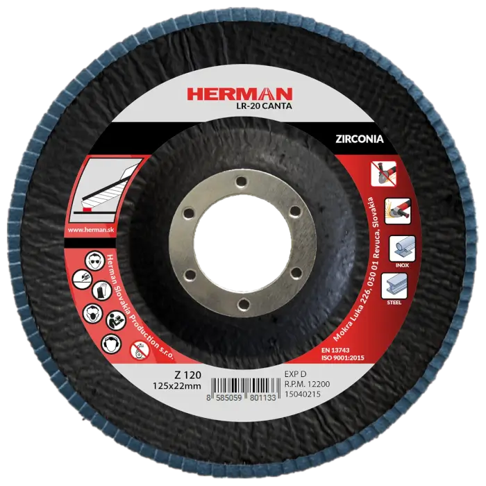 Lamellás csiszolótárcsa HERMAN LR-20 Canta 125mm|P120|zirconia