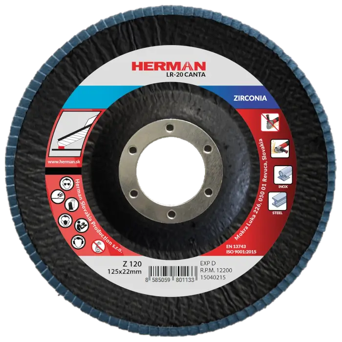 Lamellás csiszolótárcsa HERMAN LR-20 Canta 125mm|P120|zirconia