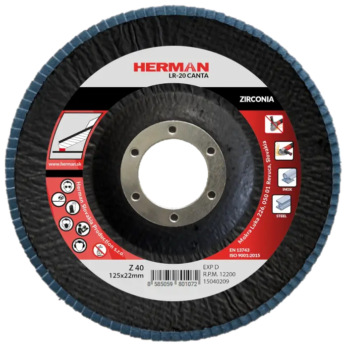 Lamellás csiszolótárcsa HERMAN LR-20 Canta 125mm|P40|zirconia