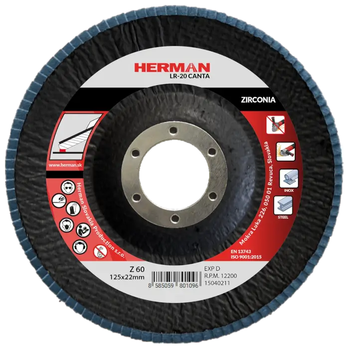 Lamellás csiszolótárcsa HERMAN LR-20 Canta 125mm|P60|zirconia
