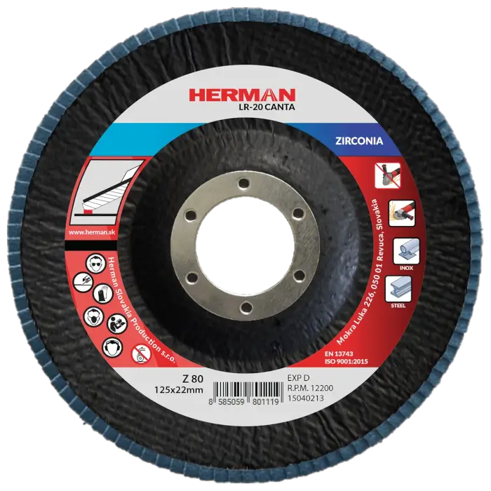 Lamellás csiszolótárcsa HERMAN LR-20 Canta 125mm|P80|zirconia