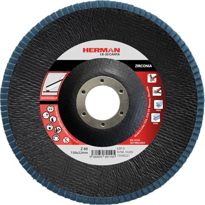 Lamellás csiszolótárcsa HERMAN LR-20 Canta 150mm|P80|zirconia