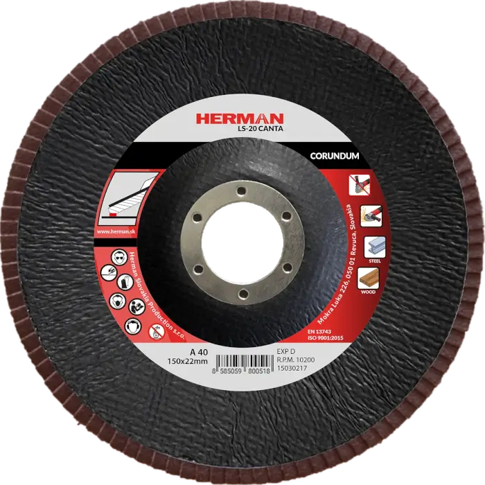 Lamellás csiszolótárcsa HERMAN LS-20 Canta 150mm|P40|corundum