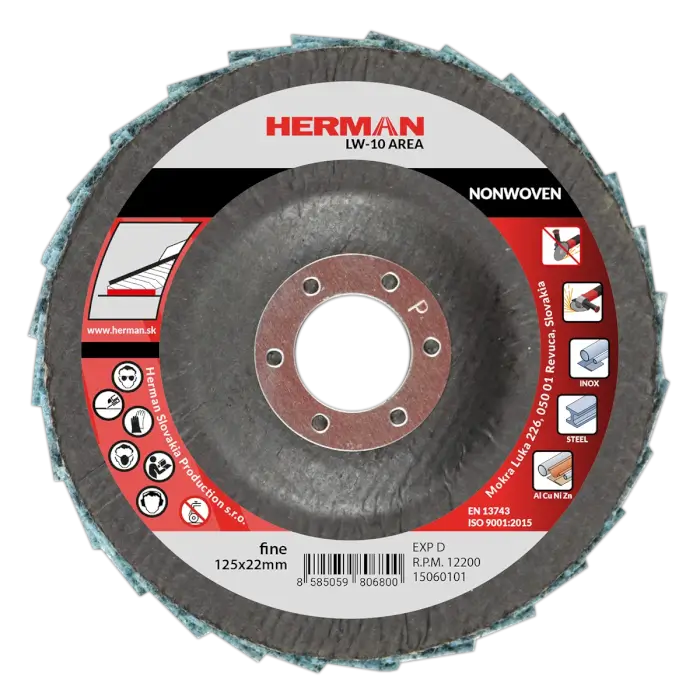 Lamellás csiszolótárcsa HERMAN LW-10 Area NONWOVEN|125mm|fine