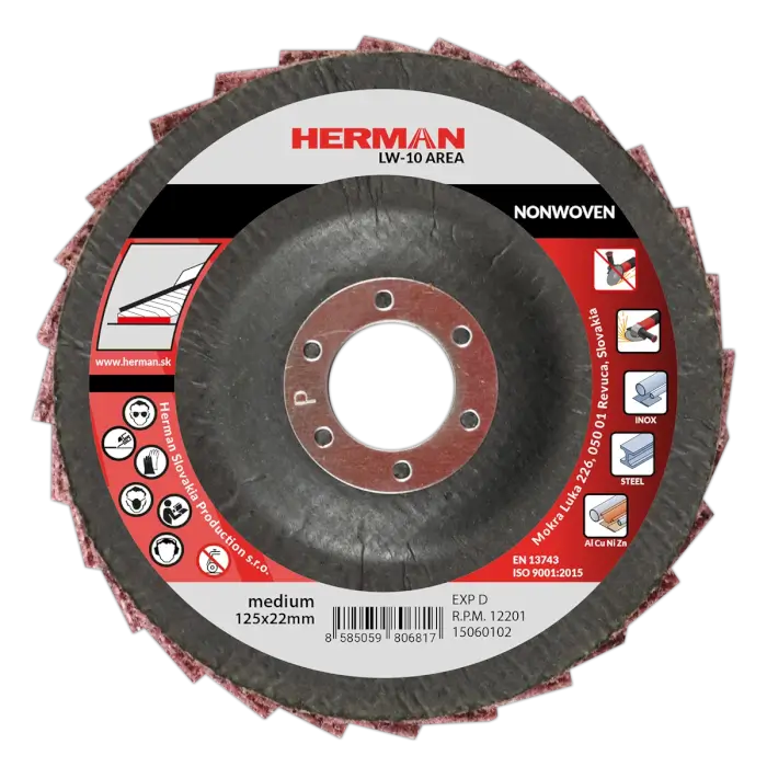 Lamellás csiszolótárcsa HERMAN LW-10 Area NONWOVEN|125mm|medium
