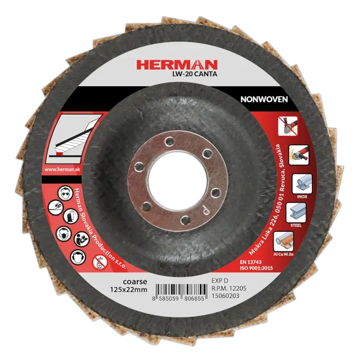Lamellás csiszolótárcsa HERMAN LW-20 Canta NONWOVEN|125mm|coarse