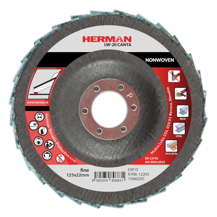 Lamellás csiszolótárcsa HERMAN LW-20 Canta NONWOVEN|125mm|fine