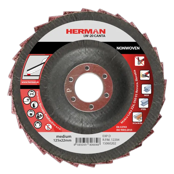 Lamellás csiszolótárcsa HERMAN LW-20 Canta NONWOVEN|125mm|medium
