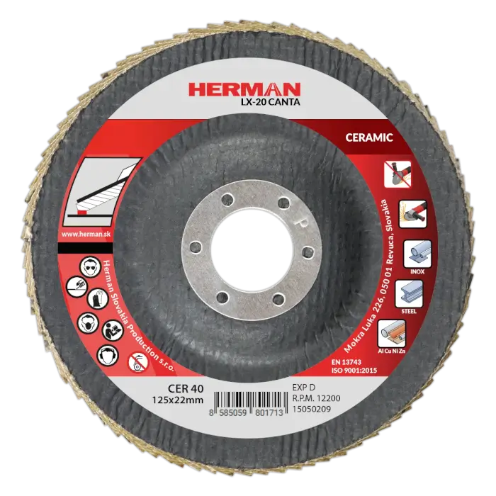 Lamellás csiszolótárcsa HERMAN LX-20 Canta 125mm|P40|ceramic