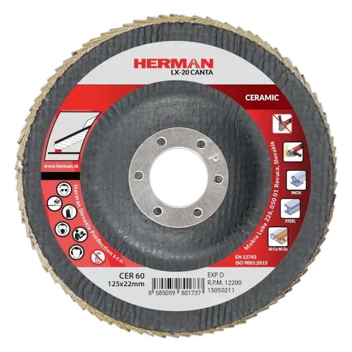 Lamellás csiszolótárcsa HERMAN LX-20 Canta 125mm|P60|ceramic