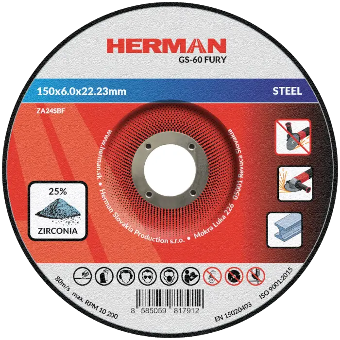 Csiszolótárcsa HERMAN GS-60 Fury | Acélhoz 150x6,0x22,23mm