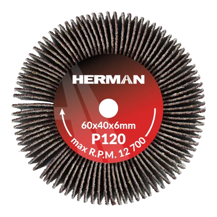 Csiszolótárcsa szárral HERMAN FWS-10/S 60x40x6mm | Corundum | P120