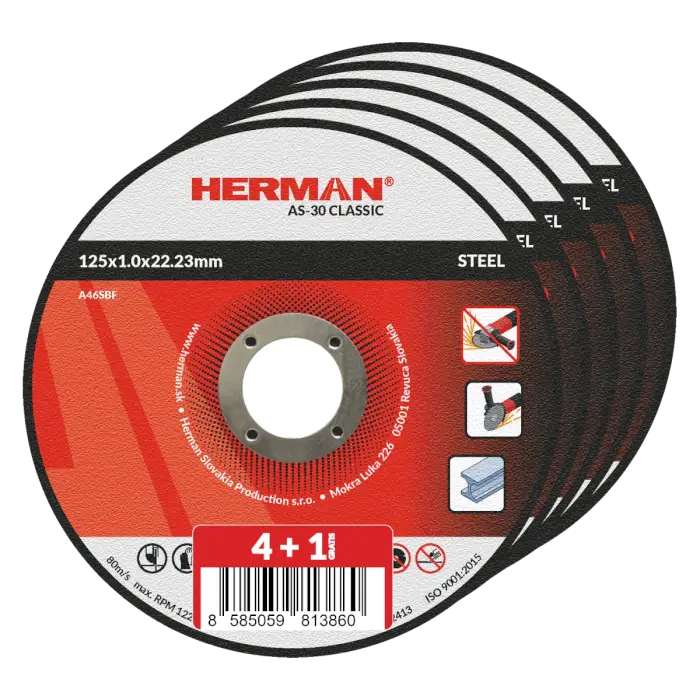 HERMAN AS-30 Classic | Fóliába csomagolva 4+1 125x1,0x22,23mm|Süllyesztett középrész nélkül|TIPUS 41