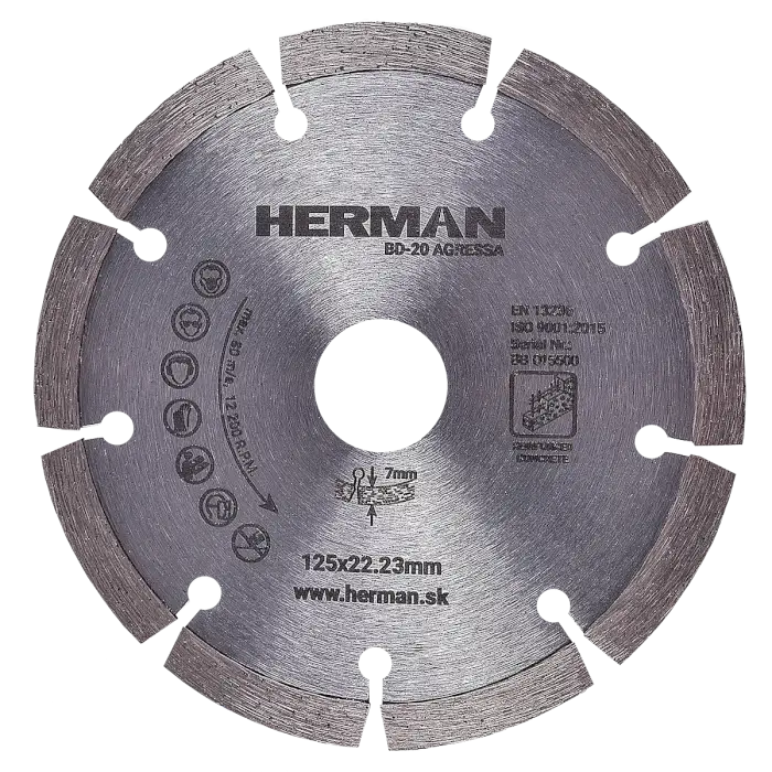 Gyémánt tárcsa HERMAN BD-20 Agressa 125x22,2mm|H=7mm
