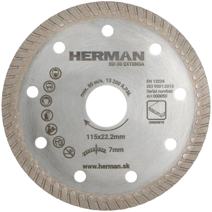 Gyémánt tárcsa HERMAN BD-30 Extensa 115x22,2mm|H=7mm