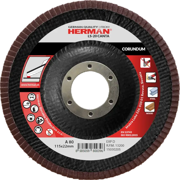 Lamellás csiszolótárcsa HERMAN LS-20 Canta 115mm|P80|corundum