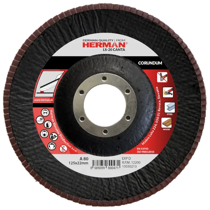 Lamellás csiszolótárcsa HERMAN LS-20 Canta 125mm|P80|corundum
