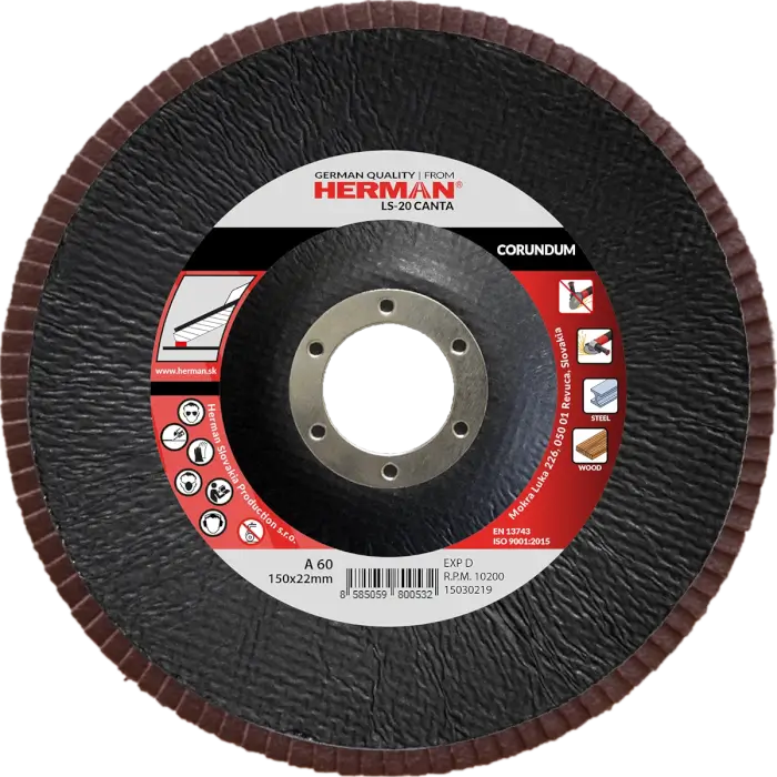 Lamellás csiszolótárcsa HERMAN LS-20 Canta 150mm|P60|corundum