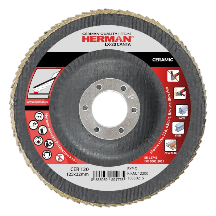 Lamellás csiszolótárcsa HERMAN LX-20 Canta 125mm|P120|ceramic