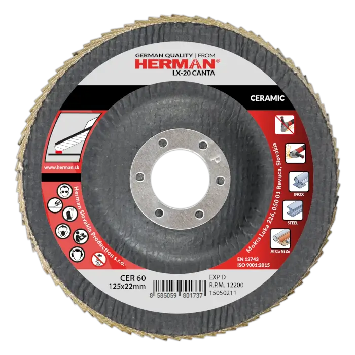 Lamellás csiszolótárcsa HERMAN LX-20 Canta 125mm|P60|ceramic