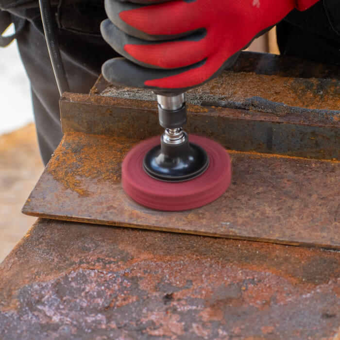 Quick Change tisztító tárcsa HERMAN MKY-10/QC-RS Dragon Red Csiszolóanyag: STRIP-IT Aggressive