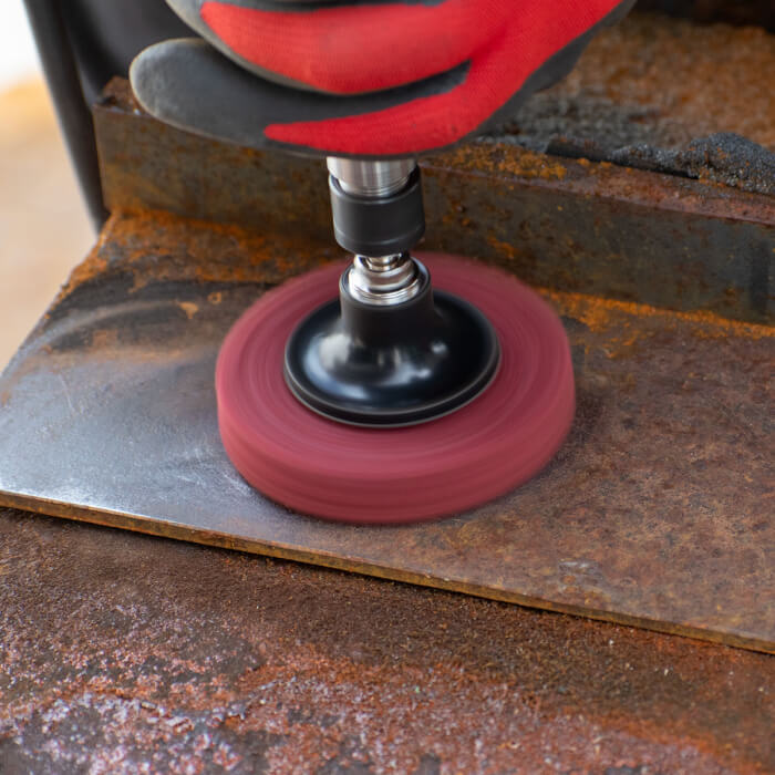 Quick Change tisztító tárcsa HERMAN MKY-10/QC-RS Dragon Red Csiszolóanyag: STRIP-IT Aggressive