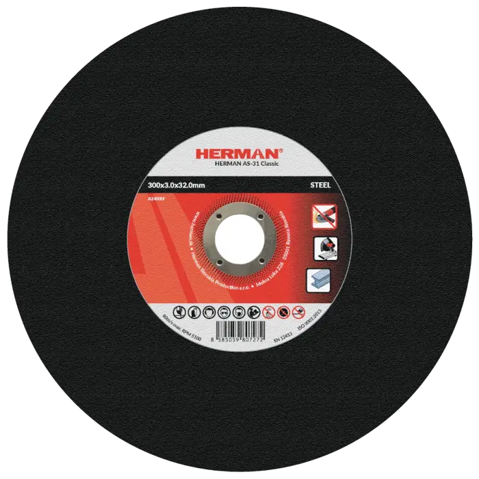 Vágótárcsa HERMAN AS-31 Classic|Acélhoz 300x3,0x32,0mm|Süllyesztett középrész nélkül|TIPUS 41