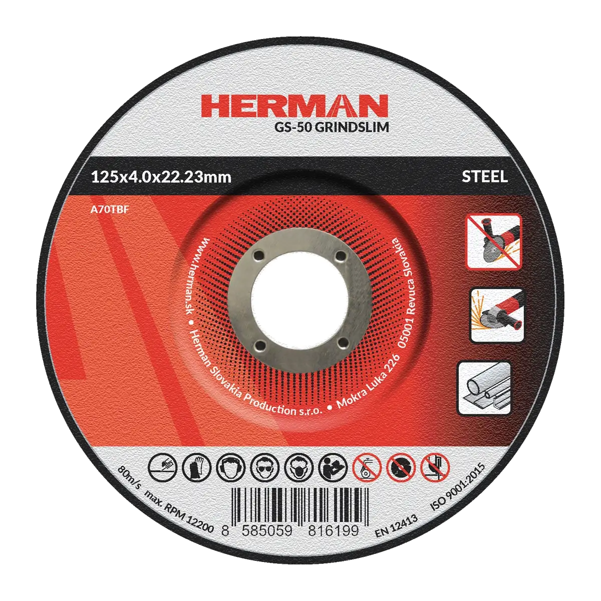 Csiszolótárcsa HERMAN GS-50 GrindSlim Acélra