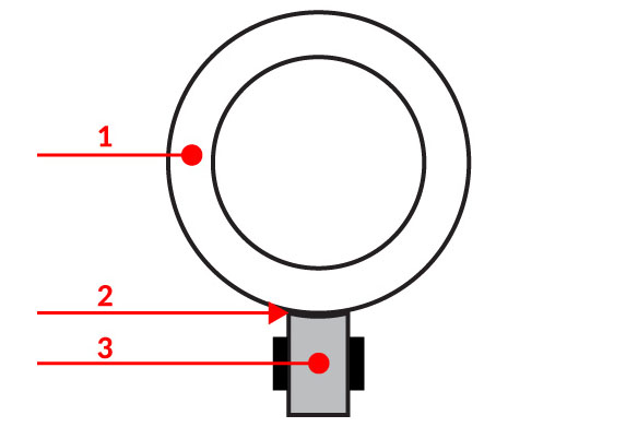 1. ábra. Kommutátor (1), csúszó érintkező felület (2) és szénkefe (3)