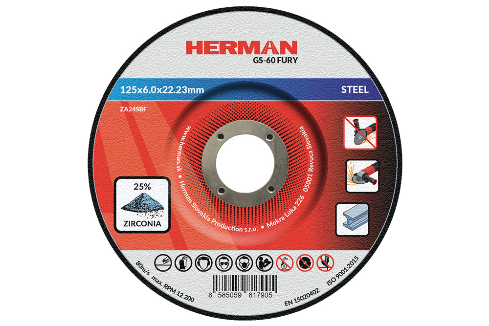 1. ábra. Új generációs HERMAN GS-60 Fury csiszolótárcsa